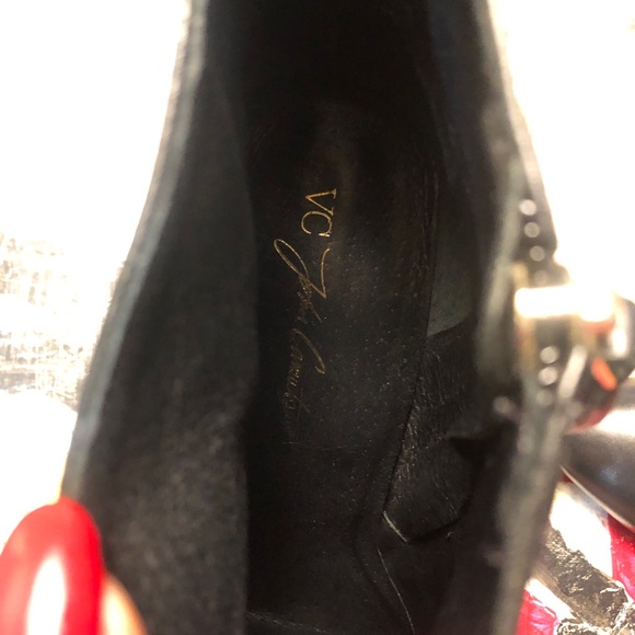 VC/John Camuto Black Leather Block Heel Booties / Size 10 - Picture 7 of 12